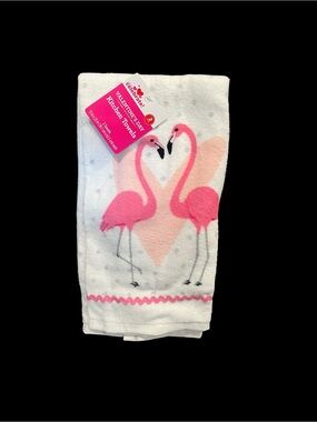 NWT Pink Flamingos Kitchen Towels 15”x25” Set of 2 100% Cotton